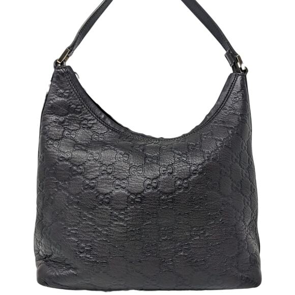 GUCCI Guccissima Leather Embossed GG Black Small Shoulder Bag - Picture 8 of 9
